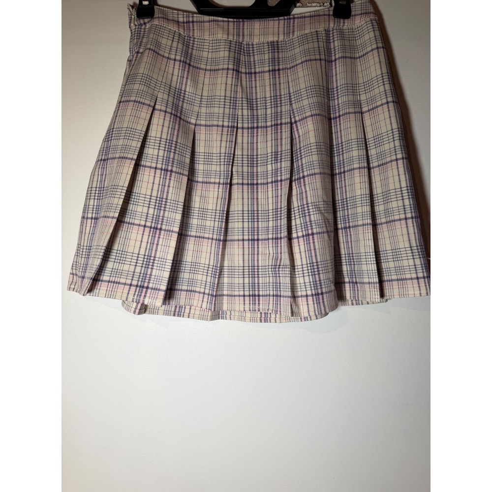 BP Nordstrom Purple Pink Plaid Pleated Mini Skirt Preppy‎ Academic Size Small
